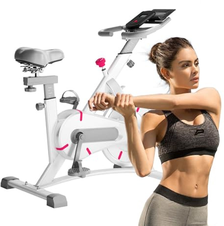 Bicicleta estática con conectividad Bluetooth y pantalla LCD para fitness en interiores, diseño reclinable con 3 posiciones de agarre para entrenamientos en casa