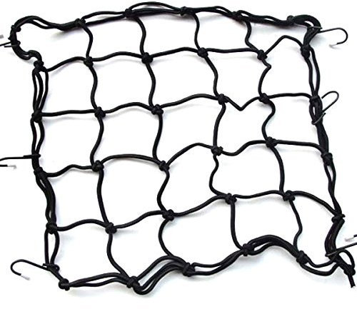 Jzhen Filet à Bagages Araignée élastique, Bagages Cargaison Forfait Charge Nette Cordon Couverture Web, 30 * 30cm, Noir, 6 Crochets