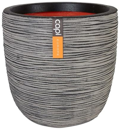 Capi Europe - Blumentopf Kugel Rib NL - 55x53 - Anthrazit - Öffnung Ø46 - Blumentopf für den Innen- und Außeneinsatz - Bruchsicher - 100% recycelbar - KOFZ935