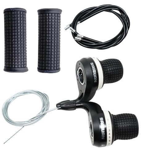 Laxzo ® 21 Speed Bike Twist Shifter Set – 3x7 Speed Grip Shift Gear Shifters with Handlebar Grips for Mountain Bikes, Folding Bikes & Hybrid Cycles