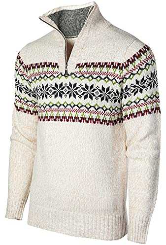 Superora Jersey para Hombre Suéteres de Cuello Recto con Cremallera Otoño Invierno Cálido