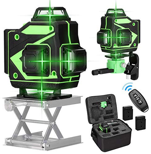 livella laser autolivellante 360, laser verde potente con potente asta telescopica laser professionale,4D a 16 linee per orizzontali verticali con funzione di autolivellamento (Nessun Treppiede)