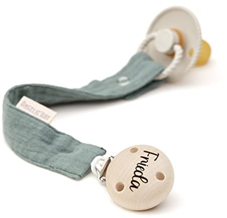 AngelicArt Schnullerband mit Gravur Namen für Babys - Mädchen und Jungen - Viele Modelle und Farben (Dunkelmint)