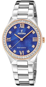 Festina Damen Solaruhr Edelstahl 316L Silber - Quarzwerk - Mineralglas hochresistent - 5 ATM wasserdicht F20658/2 - Solar Energy