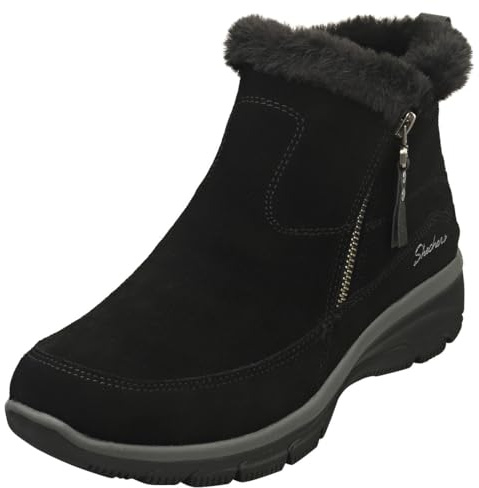 Skechers Women's Easy Going Cool Zip! Boots, Black Suede, 5 UK