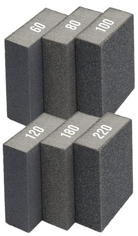 SEDEF Sanding Blocks Wet and Dry use Sanding with water - 6/12 Different Grits, 60/80/100/120/180/220 Washable and Reusable, Sanding sponges for Wood, Metal, Wall, Furniture and more, Pack of 6