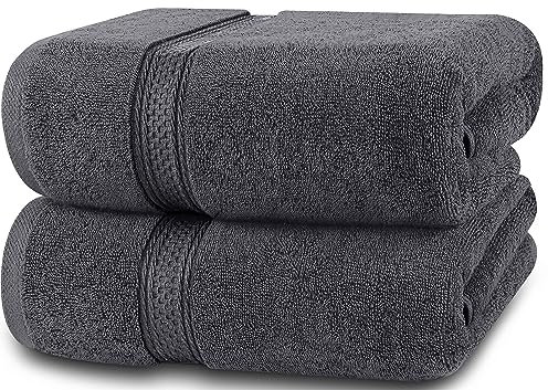 Utopia Towels - 2er-Pack Badetücher Set Premium 100% ringgesponnene Baumwolle 69 x 137 cm Handtücher, sehr saugfähig, weiches Gefühl Duschtücher (Grau)