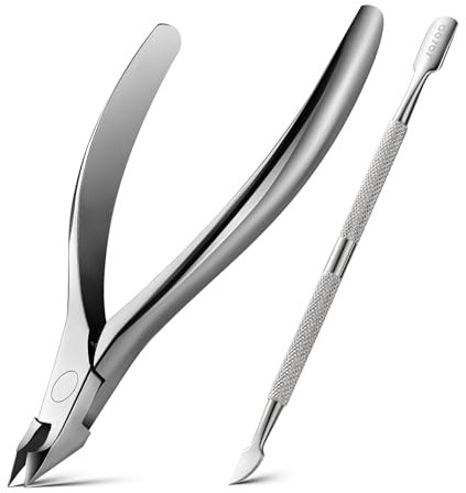 BEZOX Nagelhautzange mit Nagelhautschieber Set - Präzises Nagelhaut Knipser und Unter-Nagel-Reinigungsset für den Salon- oder Heimgebrauch - Chirurgischer Edelstahl