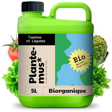 PLANTEMUS Abono Huerto BIOrganic para Tomates, Fresas, Hortalizas y Verduras, Abono para Cosechas Abundantes, Fertilizante BIO Orgánico Líquido (5 L)