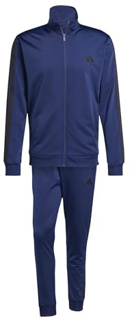 adidas Herren SPORTSWEAR BASIC 3 STRIPES TRICOT TRACKSUIT, dark blue/black, XL