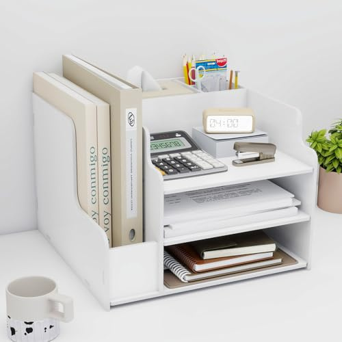 PUNCIA Material de Escritorio para Oficina Soporte para Archivos de Revistas Organizador de Almacenamiento Ordenado para Documentos Bandeja para Cartas Papel A4 Libros Cuadernos Papelería