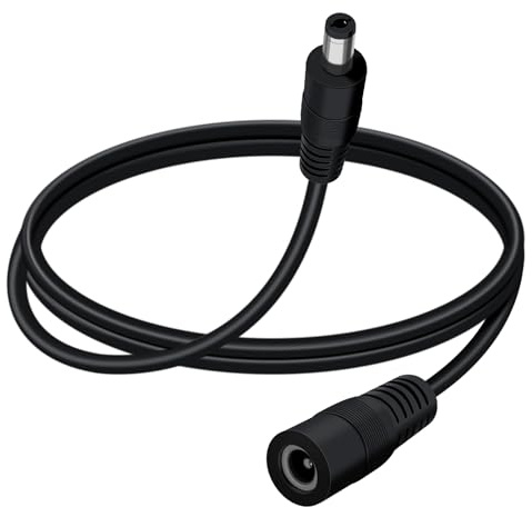 YINGAYOU DC strömförlängningskabel 5,5 mm x 2,1 mm 18 AWG DC-kabel hane till hona 5 V 6 V 9 V 12 V 24 V 3 A för säkerhetskameror, DVR, router, skrivare, LED-remsa (Svart, 5 m)