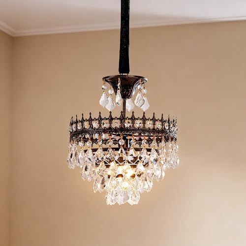Vrygle Lámpara de Araña de Cristal: Lámpara Colgante Moderna con E14 Bombillas, 4 Capas de Cristal K9, Luz Ajustable en Tres Colores, Diseño Redondo, Ideal para Salón, Dormitorio, Φ30cm