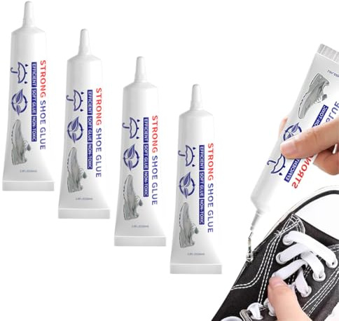 4 Pezzi Colla per scarpe, Adesivo a Contatto Universale, Colla multiuso per riparazioni, Per incollare scarpe, pelle, moquette, feltro e sughero, presa rapida, non macchia (60 ml)