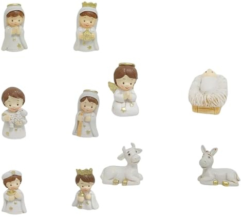 Uqezagpa Presepe di Natale Figurine Resina Stalla Presepe Sacra Famiglia Decori Da Collezione Figura Da Tavolo di Natale Ornamento Sacra Famiglia Resine Figurine Statua Con Stalla