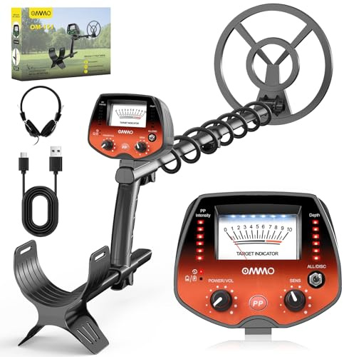 OMMO Metal Detector Professionali per Adulti e Bambini, Pinpointer Metal Detector Ricaricabile USB, 3 Modalità, Alta Precisione, Bobina di Ricerca Impermeabile IP68, Arancione