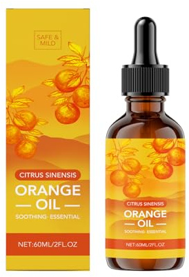 Olio di Arancia 60 ml, Olio Essenziale Naturale Puro all'Arancia, OlioProfumato all'Arancia Dolce per Diffusori, Umidificatori, Relax, Candele, Massaggi, Bagno