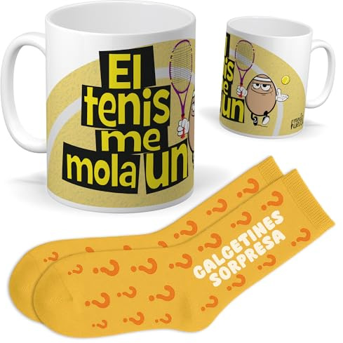 Set regalo personalizado para aficionados al tenis | Taza El tenis me mola un huevo + Calcetines sorpresa | Regalo deporte, divertido y original para cumpleaños, navidad…