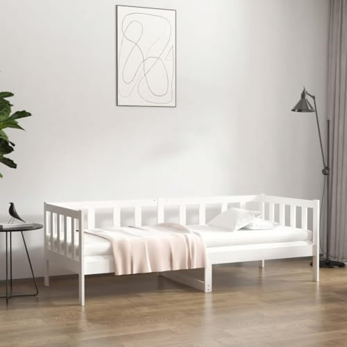 Yunovire Önskesäng utan madrass, vit, 80 x 200 cm, massiv furu, sängram, mångsidig plattformssäng för sovrum, modern möbeldel, stabil gästsäng