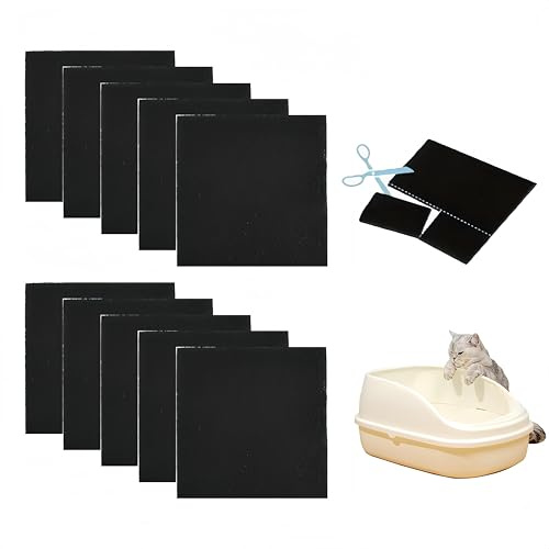 pelriox 10 Piezas Filtro Arenero Gato de Carbón Activado, Filtro Arenero Gatos Cubierto para Eliminar Olores y Mantener Higiene
