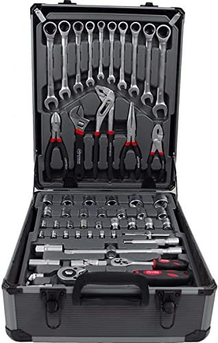 CASSETTA ATTREZZI CHIAVI INGLESI FISSE DA LAVORO COMPLETA VALIGIA TROLLEY SET 186 PEZZI