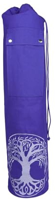 Deuser Borsa per Yoga, Viola, XXL, 72 x Ø 15,5 cm, Pratica Chiusura Lampo, Tracolla Regolabile, in Cotone antistrappo, Lavabile a 30 tappetini da Yoga