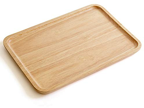 Onepine Plateau en Bois Rectangulaire Outdoor Party Charcuterie Fruits Snacks Dessert Plateau de Service 36x24x2cm