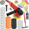 tectake 403388 Exzenter Poliermaschine + Set 4, mit GS-Zertifikat, 6 verstellbare Rotationsstufen und Softstart, Leerlaufdrehzahl 2200 – 6300 U/min, 150-mm Polierteller und Zubehör