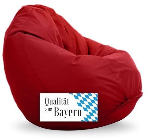 Bruni Puf Classico M en rojo – Puf con saco interior para jugar y leer, funda extraíble, apto para uso alimentario, perlas EPS como relleno de bean bag, fabricado en Alemania