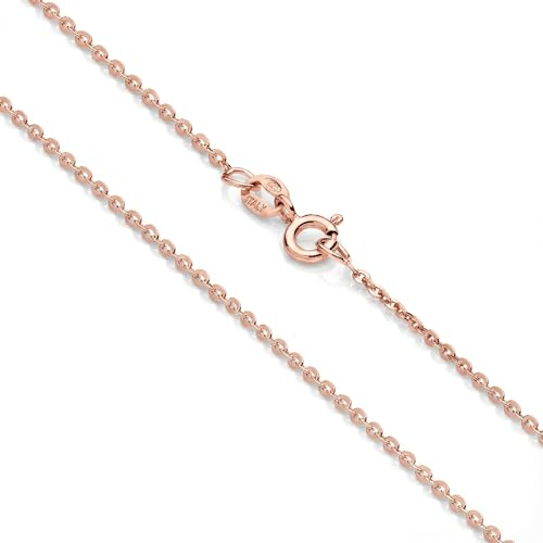 Aka Gioielli® - Collana Donna in Argento Sterling 925 Placcato Oro Rosa - Catena Forzatina Rolò Laminata 1.5mm - lunga 40 cm