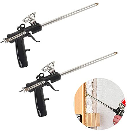 HIUOUIH 2 Stücke Schaumpistole Bauschaumpistole Bauschaum Expanding Foam Gun Pu Pistole Metall Geeignet zum Füllen Verstemmen Abdichten, Schwarz