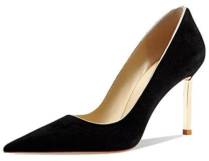 Saekcted Femmes Aiguille Haut High Talon Heel Fermé Pointu Bout Slip-on Escarpins Mariage Party Clear Cute Classique Chaussures 8.5 CM Heels Noir 37 EU