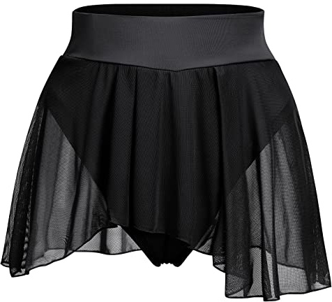 ODASDO Costume da Pole Dance da Donna, Pantaloncini Rave, Mutandine con Volant, Gonna a Rete, Pantaloni Caldi, Abbigliamento da Discoteca, Nero, S