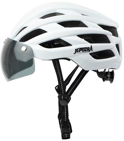 JEPOZRA Fahrradhelm MTB RößEnanpassung Erweiterbar Radhelmg Leichter Allround Mountainbike Helm Mit Magnetischem Visier Trekking Cityrennradhelme FüR Erwachsenen Herren Damen (Weiß)