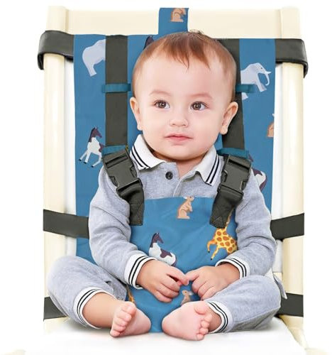 Gogokids Trona portátil de tela para bebé, asiento fácil de llevar, arnés de mesa plegable para niños pequeños, asiento elevador de viaje para cualquier silla con respaldo, correa de seguridad lavable