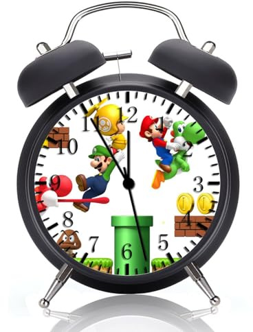 HDecor Twin Bell Boys Alarm Desk Clock with Night Light Quite Silent Non-Ticking 4 Inches Metak and Glass Face Great for Decor or Gifts X09