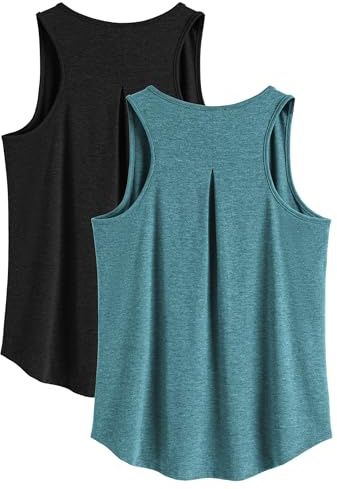 PINSPARK 2-pack sport tanktopp dam ärmlös racerback sporttopp, XXL