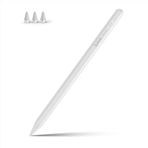 Keydo Penna Compatibile con Apple iPad 2018-2025,Ricarica Rapida,Sensibile all’inclinazione e Rifiuto del Palmo, Stylus Pencil per iPad 11 A16/10/9/8/7, Pro 11/12.9, Air 3/4/5/M2/M3, Mini 5/6 - Bianco