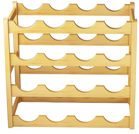 Porte-bouteille empilable - Porte-bouteilles en bois de 20 bouteilles, construction, design empilable à 4 niveaux | Support d'étagère à vin pour placard, garde-manger, comptoir, esposiz