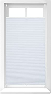 Relaxdays Plissee Rollo ohne Bohren, Klemmfix zum Kleben, Faltrollo lichtdurchlässig, Faltstore weiß, B x H: 60 x 130 cm