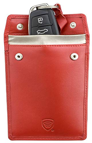 KORUMA RFID Schutz autoschlüssel hülle Rot/Schwarz - Keyless Entry FOB Guard Signal blockieren Tasche - Signal Blocker Case - KFZ Schlüssel Signal Blocker Case (Rot)