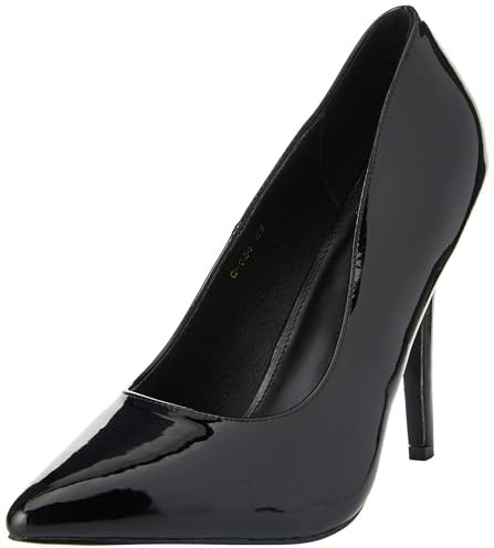 Gizelle Damen Spitze Pumps, schwarzer Lack, 44 -EU