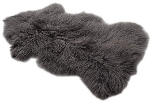 Naturasan Piel de cordero tibetano, de alta calidad, suave y sedosa, decorativa, alfombra (gris)