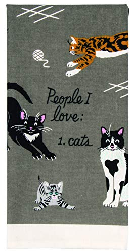 Blue Q People I Love: Cats. Dish Towel - Funny Kitchen Towels, 100% Cotton, Durable, Soft & Super Absorbent, Machine Washable, Screen-Printed, Vibrant Colors, Functional Gift Ideas, Size 28 x 21