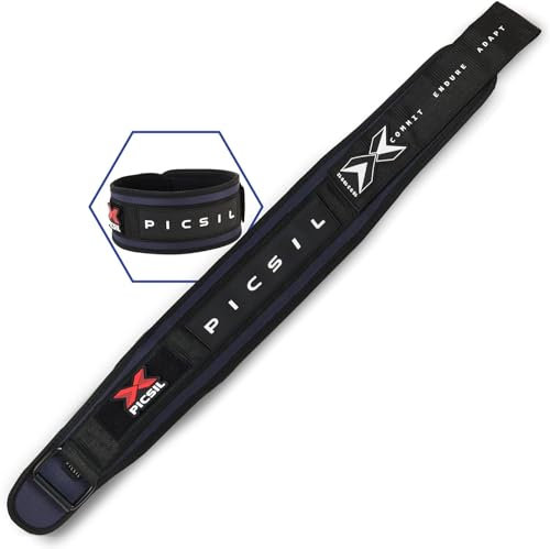 PICSIL - Cinturón Lumbar para Levantamiento Pesas | Personalizable con Parches | Soporte para Cross training y Gimnasio | Faja de Fuerza para Hombre y Mujer | Color Azul Talla S