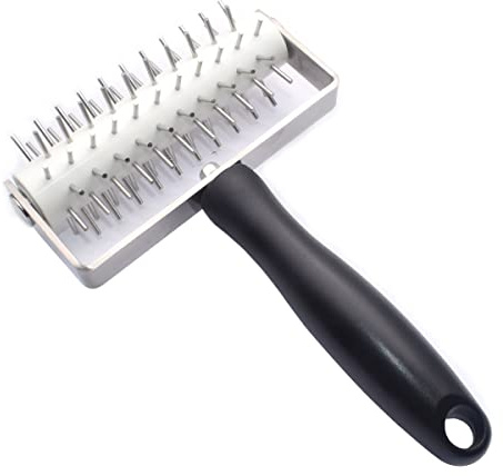 AMPSEVEN Pizza Dough Docker Roller - Professional Stainless Steel Pastry Docker Roller with Spike for Homemade Baking Cake crackers Pie Hole Maker,Prevent Dough from Blistering