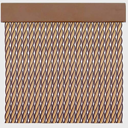 Cortinas Exterior Puerta de Cordon | Tiras Plastico PVC y Barra Aluminio | Ideal para Terraza y Porche | Antimoscas | Beige-Marrón Claro | 210 * 90