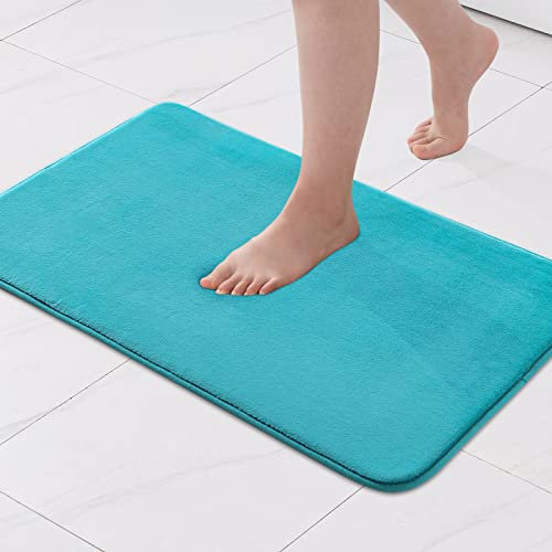 MIULEE Grün Badematte Memoryschaum Badteppich Badezimmerteppich Duschvorleger Teppich Badvorleger Duschmatte Deko Fussmatte rutschfeste Matte für Badezimmer Wohnzimmer 50x80 cm Türkis