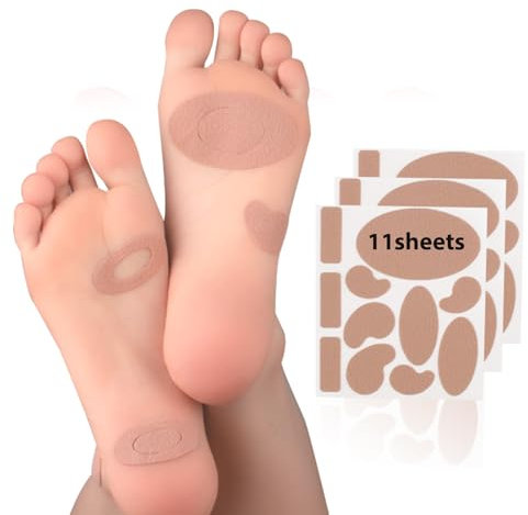 Blasenpflaster, 11 Blätter (121 Stück) Moleskin Blasenpflaster Ferse - NEUHEIT 2023 - Fersenpolster, Fersenschutz, Fersenpflaster, Blasenpflaster Set für Wandern, Gegen Blasen und Reibung