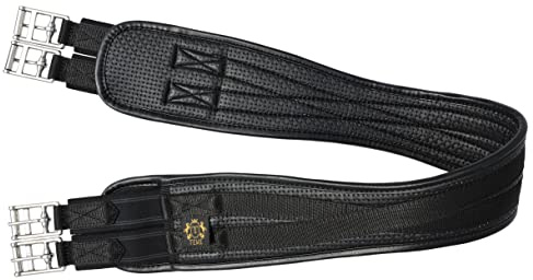 T TEKE Contoured Chafeless Girth for Horses, Airflow Waffle PVC Foam Construction with Double Side Heavy Duty Cotton Elastic and Stainless Steel Buckles (38-56)